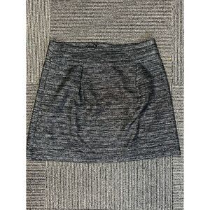 LOFT Metallic Tweed Mini Skirt Black Silver Sparkle Evening Party Size 12